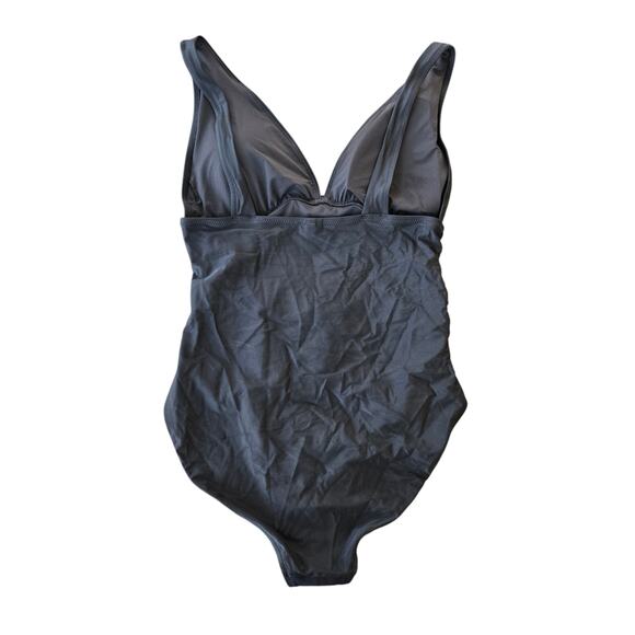 J. Crew Factory V-Neck Ruched One-Piece Swimsuit Size L NWT - Picture 3 of 8